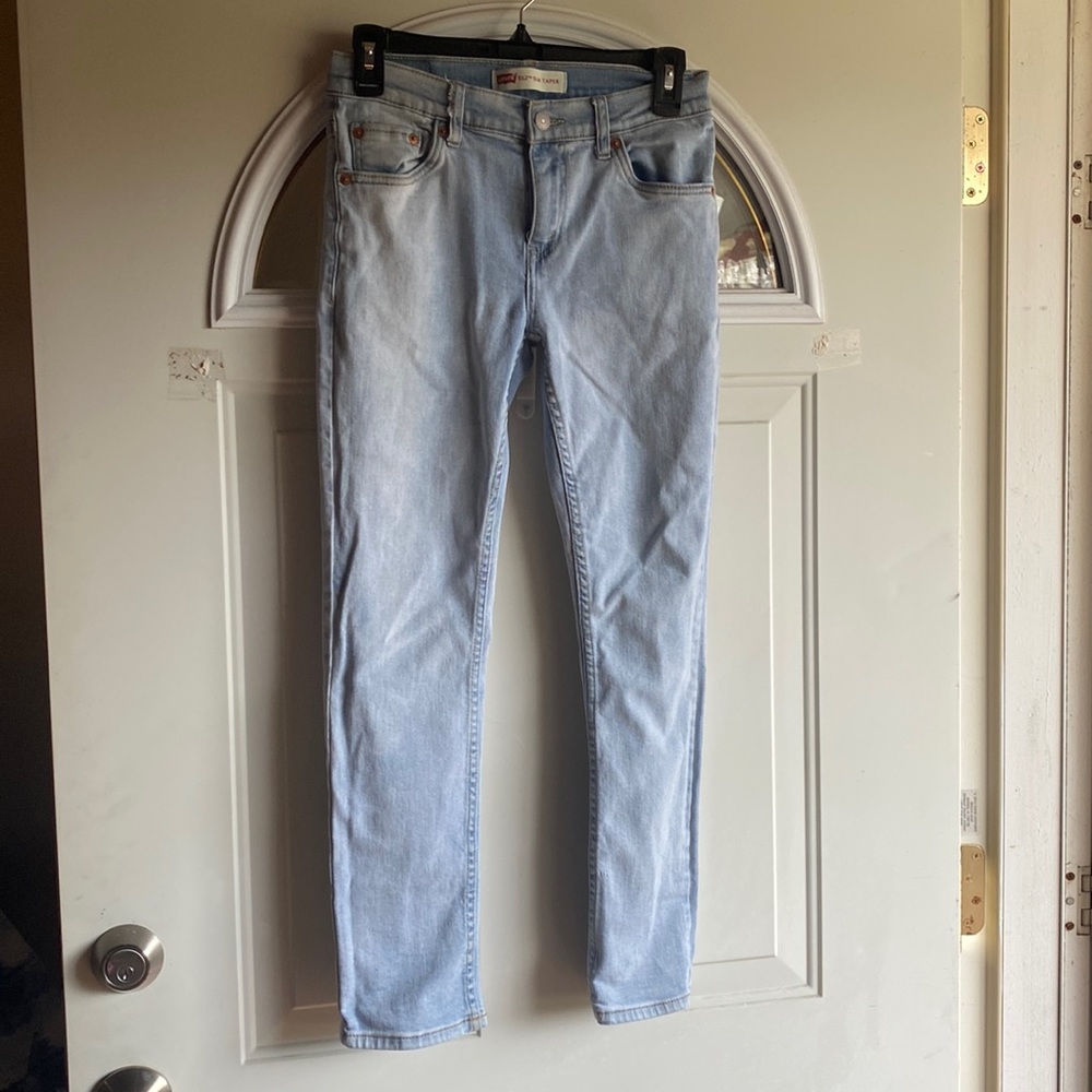 GUC Levi’s jeans size 14 boys. Two belt loops have fringe as pictured but intact